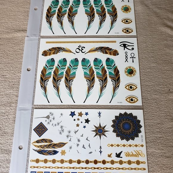 3 sheets Golden Silver Temporary Tattoo - Picture 2 of 15